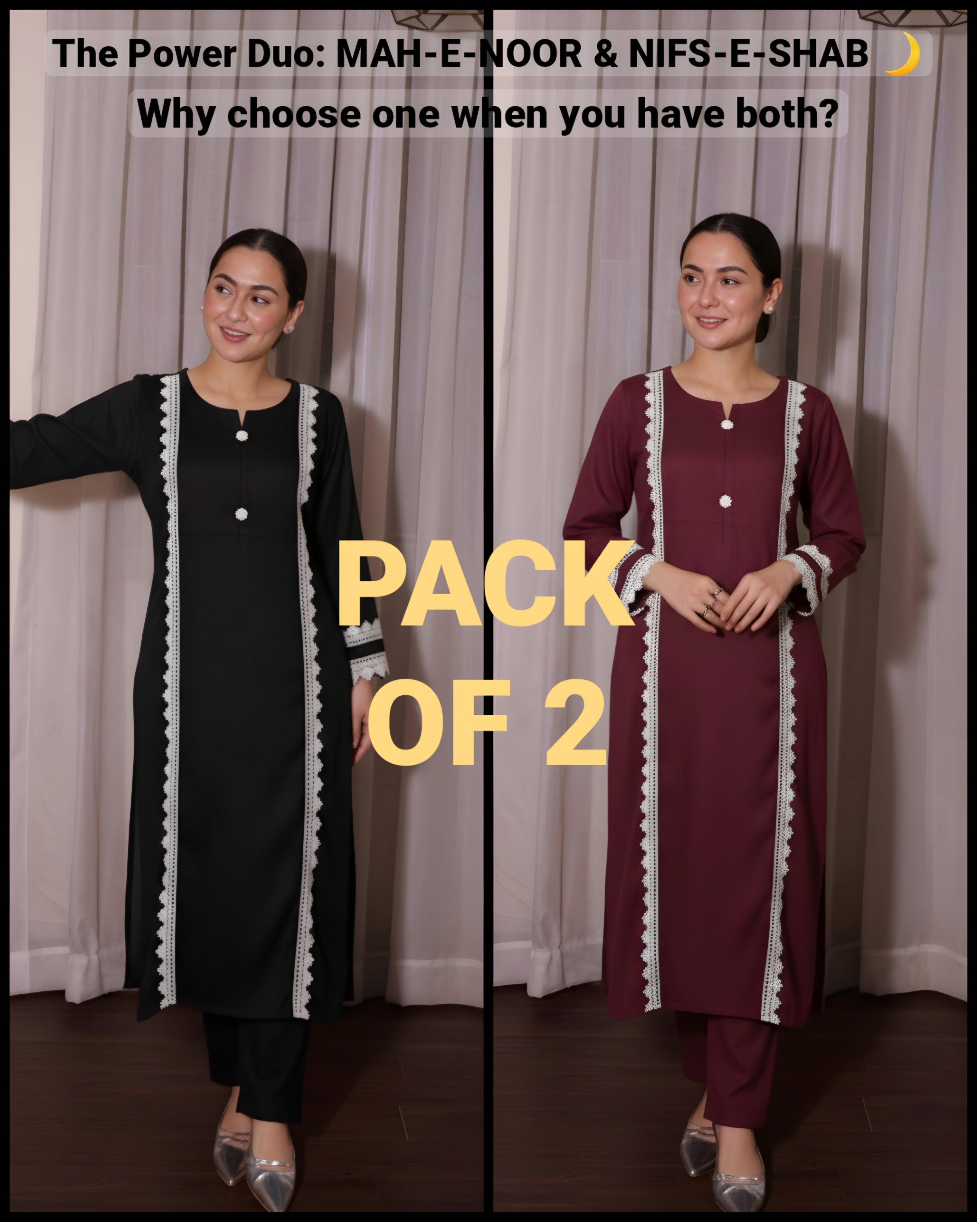 PACK OF 2 Nisf-e-Shab And Mah-e-Noor Ready To Wear