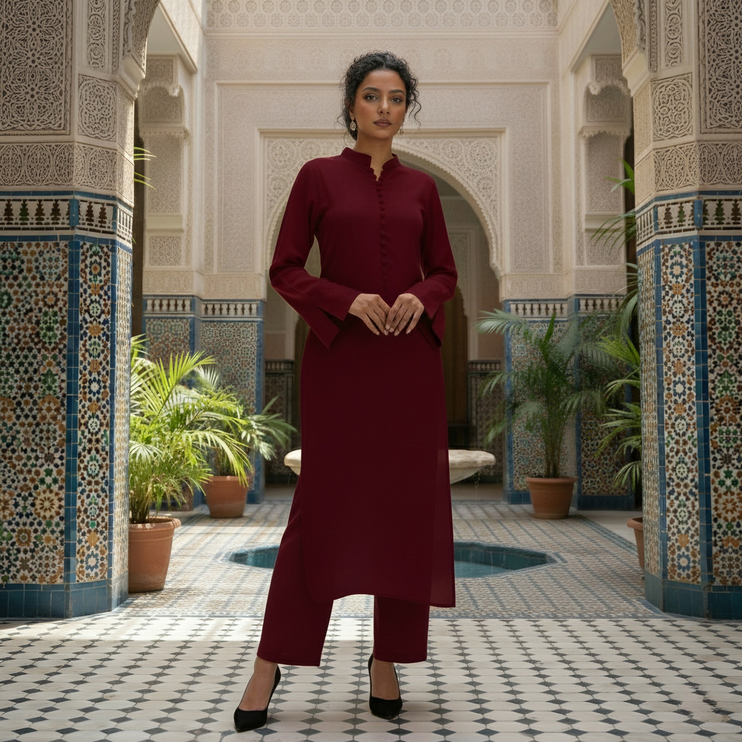 Dark Maroon Ready To Wear